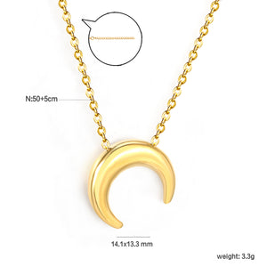 14.1*13.3mm moon accessory 50+5cm end chain+4.6*7.4mm crescent moon tail plate necklace gold color