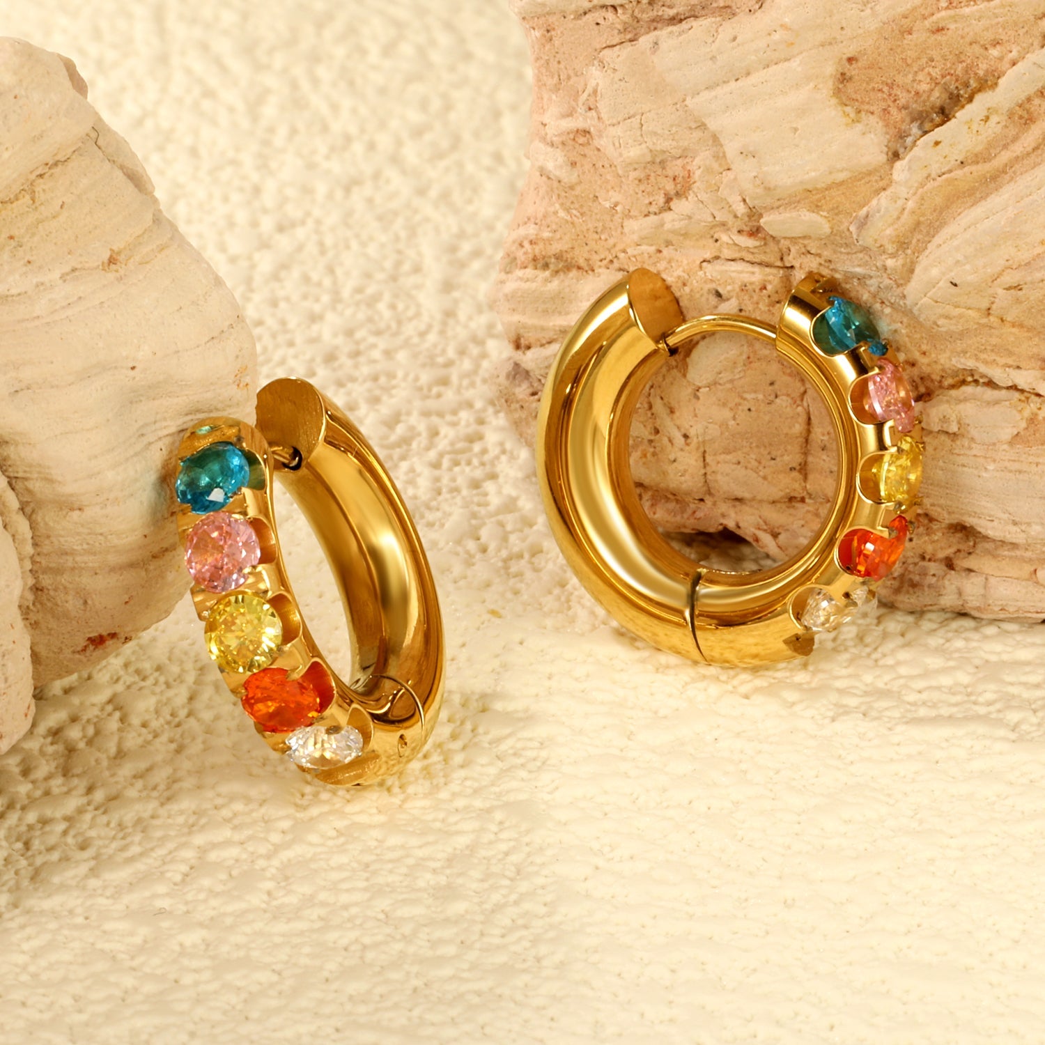 Round with 5 round white diamonds/mixed diamonds ear clips 5*21.6mm gold color asonjewelry