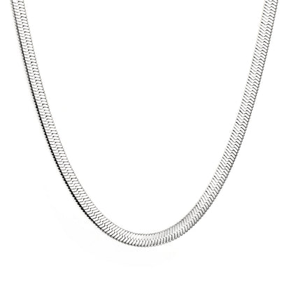 3.2mm width*42+5cm end chain+4.6*7.4mm crescent tail plate necklace steel color asonjewelry