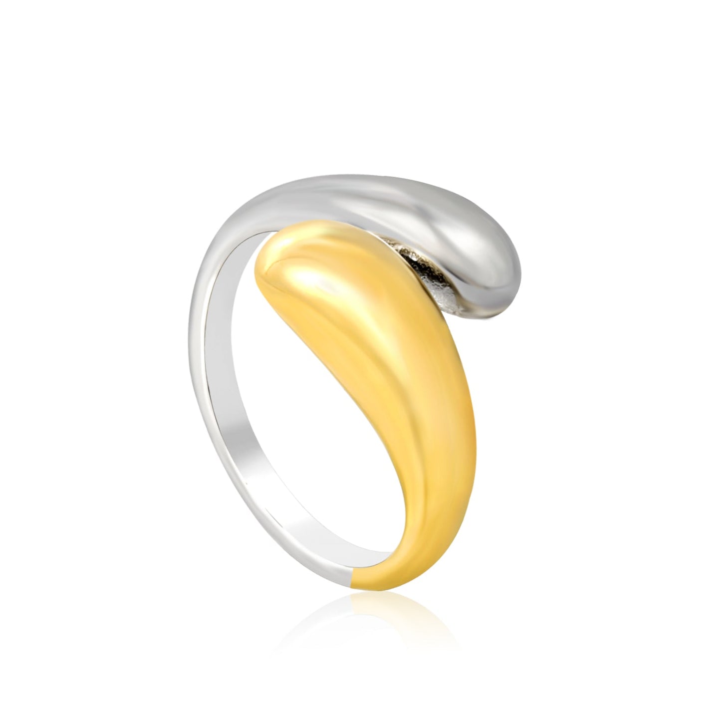 18K Gold Plated Stainless Steel S-Shaped Open Ring - Stylish Modern Statement Jewelry asonjewelry