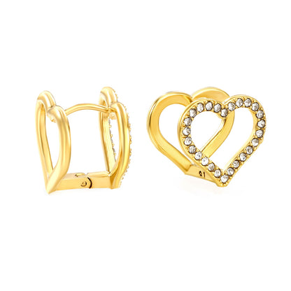 14.8*13.3mm hollow heart-shaped white zirconium hoop earrings gold color asonjewelry