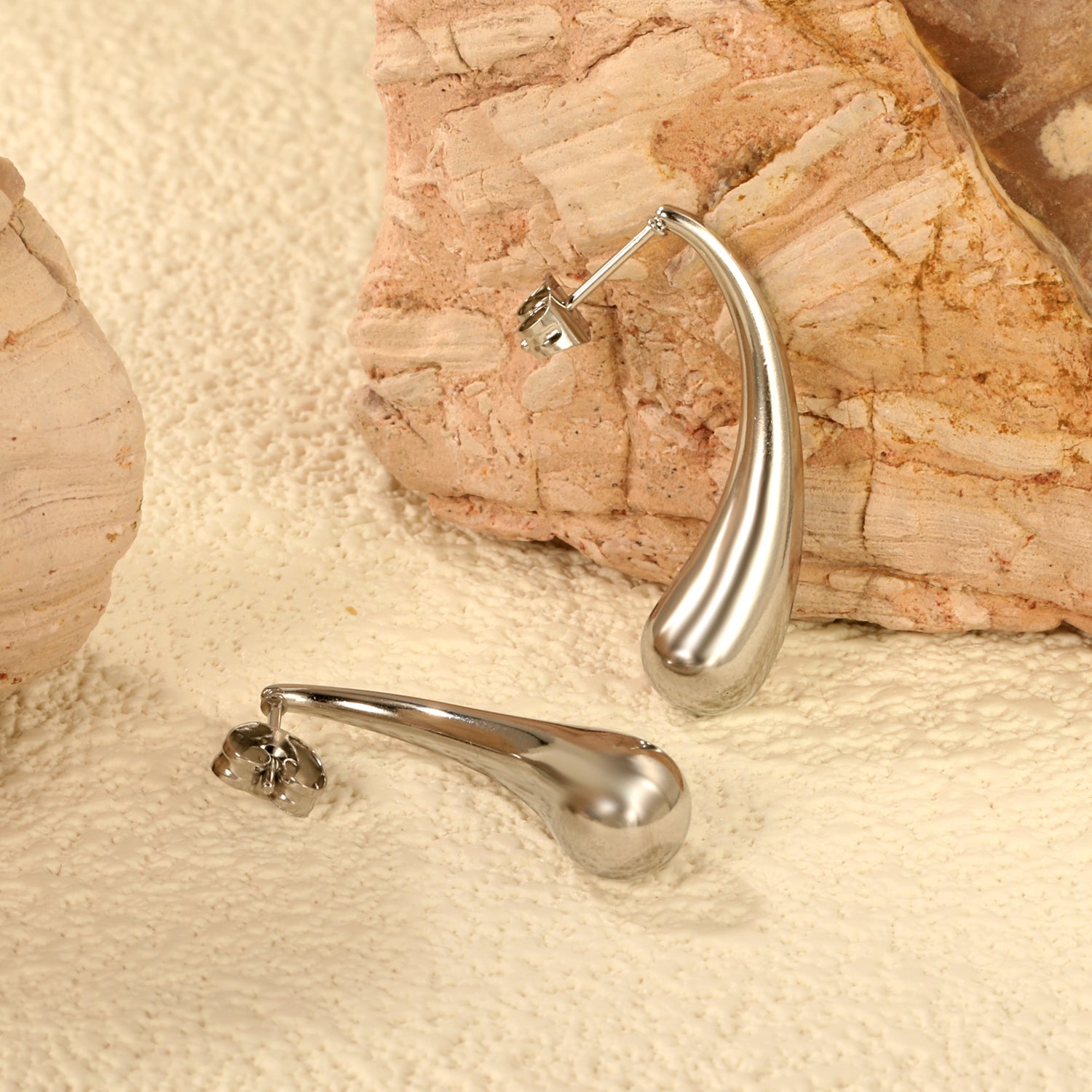 Long Teardrop Earrings 8*30mm Steel & Gold Color asonjewelry