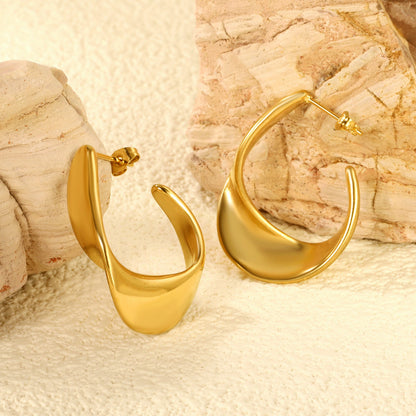 Shaped open half circle earrings 22.6*31.4mm gold color asonjewelry