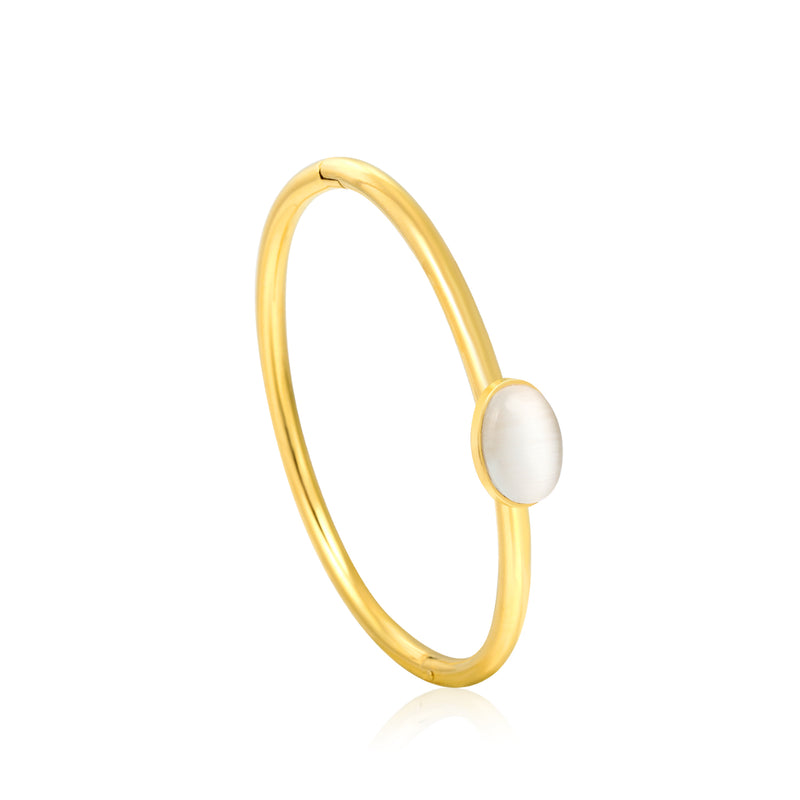 11.1*15.4mm oval white cat's eye line 3.9+outside 57.9*outside 68.5mm hard bracelet gold color