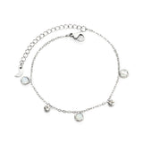 5.9mm three round white shells + 4mm two cylindrical with white diamonds accessories 18 + 5cm end chain + 4.6 * 7.4 crescent tail plate bracelet steel color