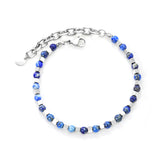 4.5mm mixed color round beads + 2.9mm square steel post 18.5+5cm end chain + 4.6*7.4 crescent moon tail plate bracelet steel color