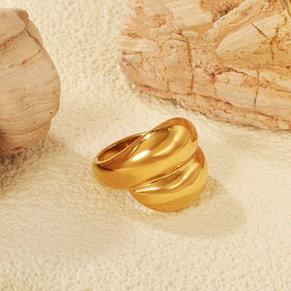 18k gold stainless steel exaggerated ring light luxury stainless steel rings wholesale ring asonjewelry