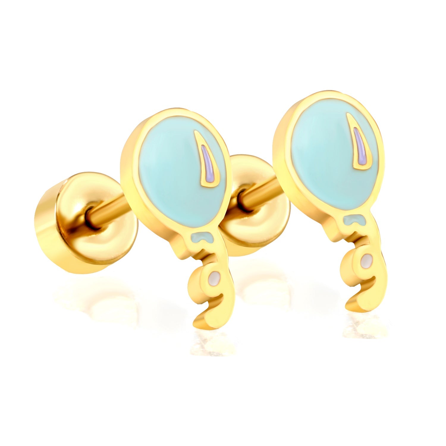 Screw plug 0.8*8mm pin balloon with blue drop earrings 4.7*9mm gold color asonjewelry