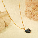 12.2*11.5mm heart-shaped abalone shell pendant necklace 1.5mm*45+5cm+6mm round plate Gold color