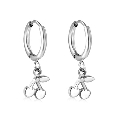 1.6x11mm circle with cherry stud earrings asonjewelry