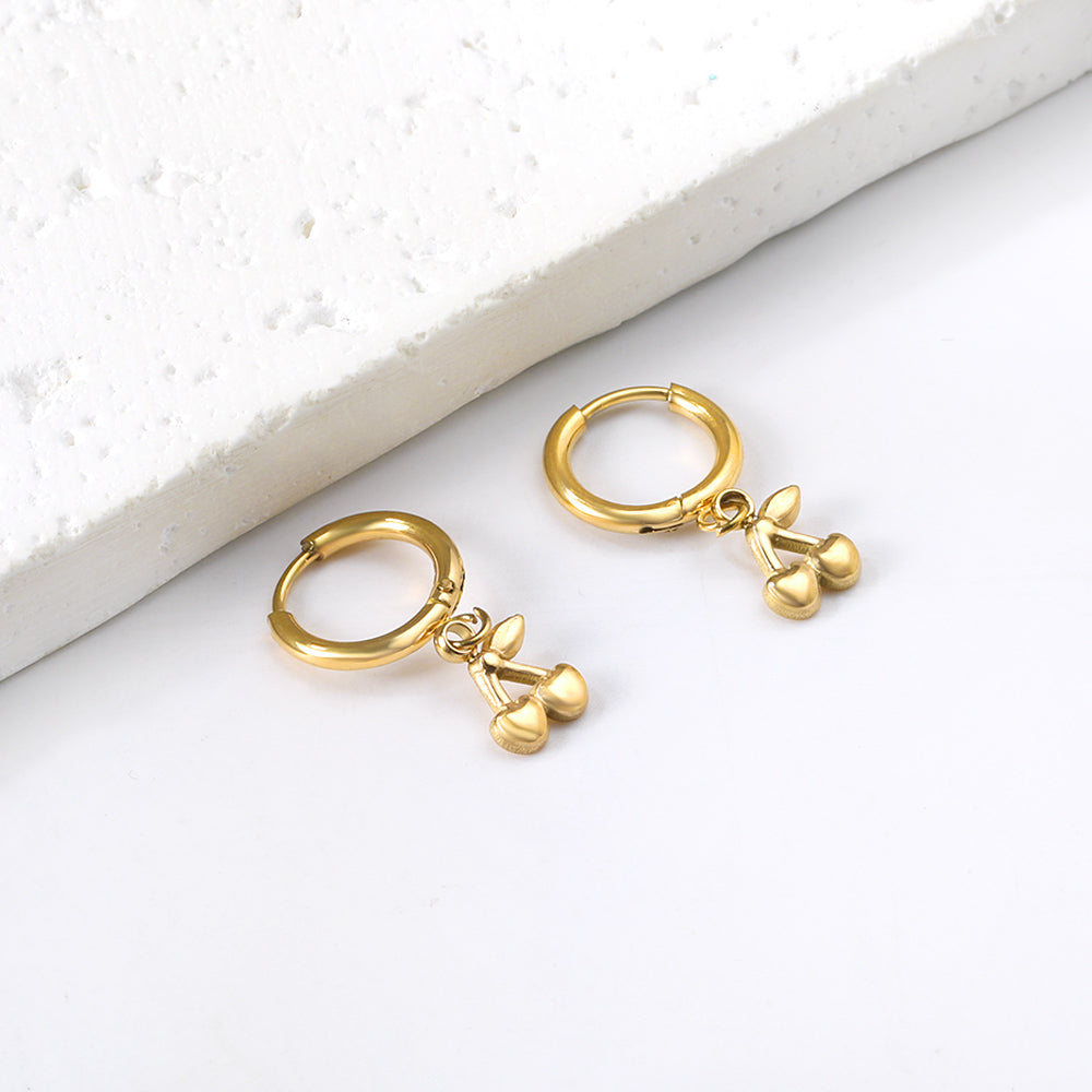 1.6x11mm circle with cherry stud earrings asonjewelry