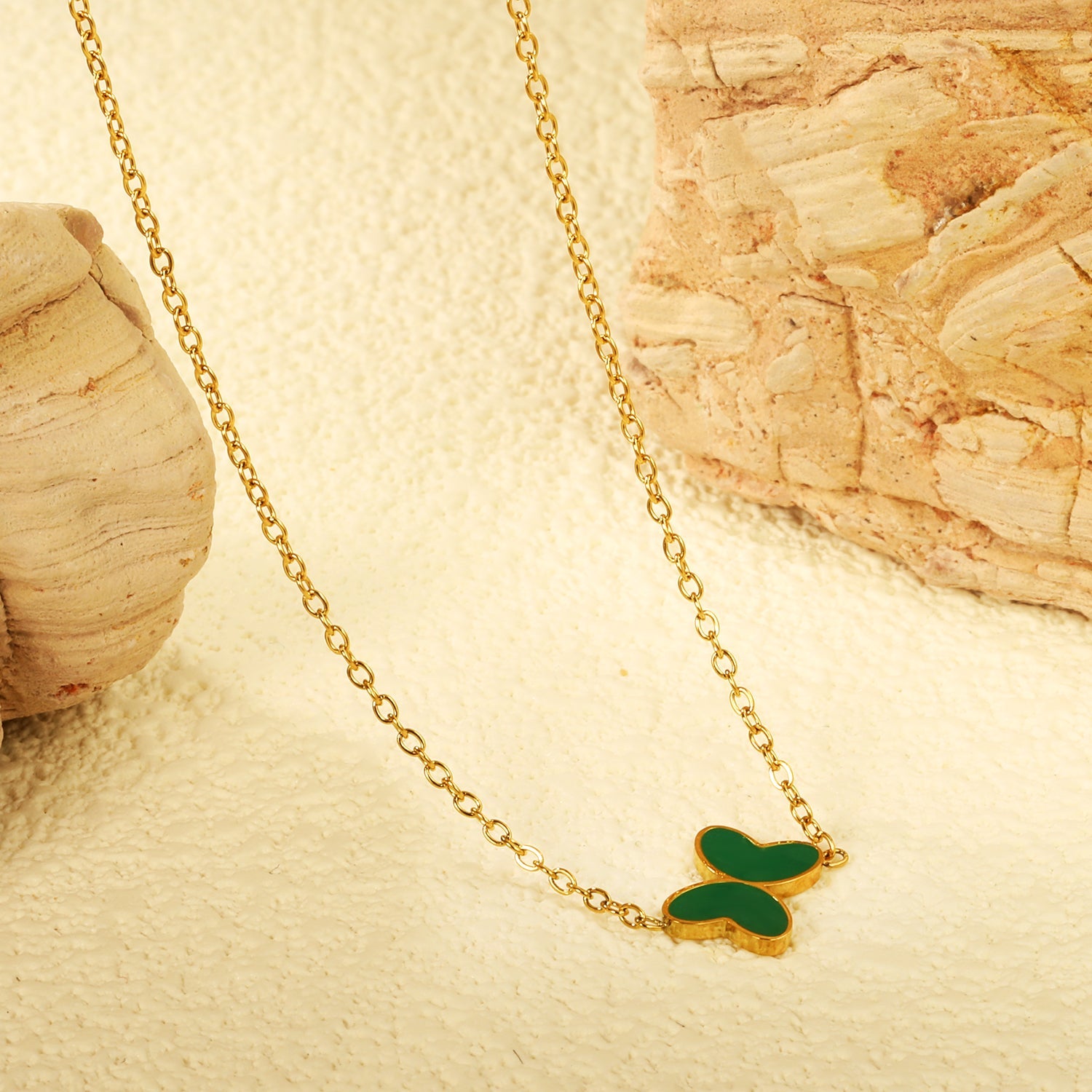 11.2*8mm Butterfly with White Shell/Black Yak/Pink Shell/Green Oil Drop Pendant Necklace 035*45+5cm+6mm Round Gold Color asonjewelry