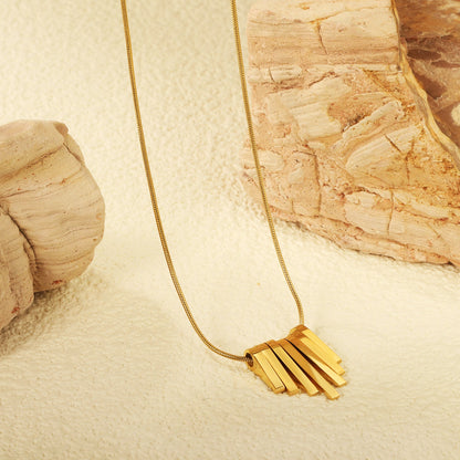 7 long and short vertical bar accessories necklace 40+5cm gold color asonjewelry