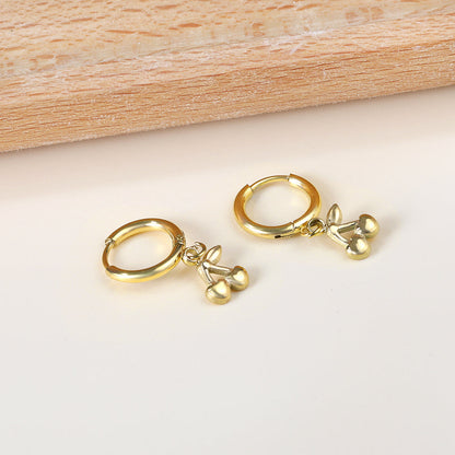 1.6x11mm circle with cherry stud earrings asonjewelry