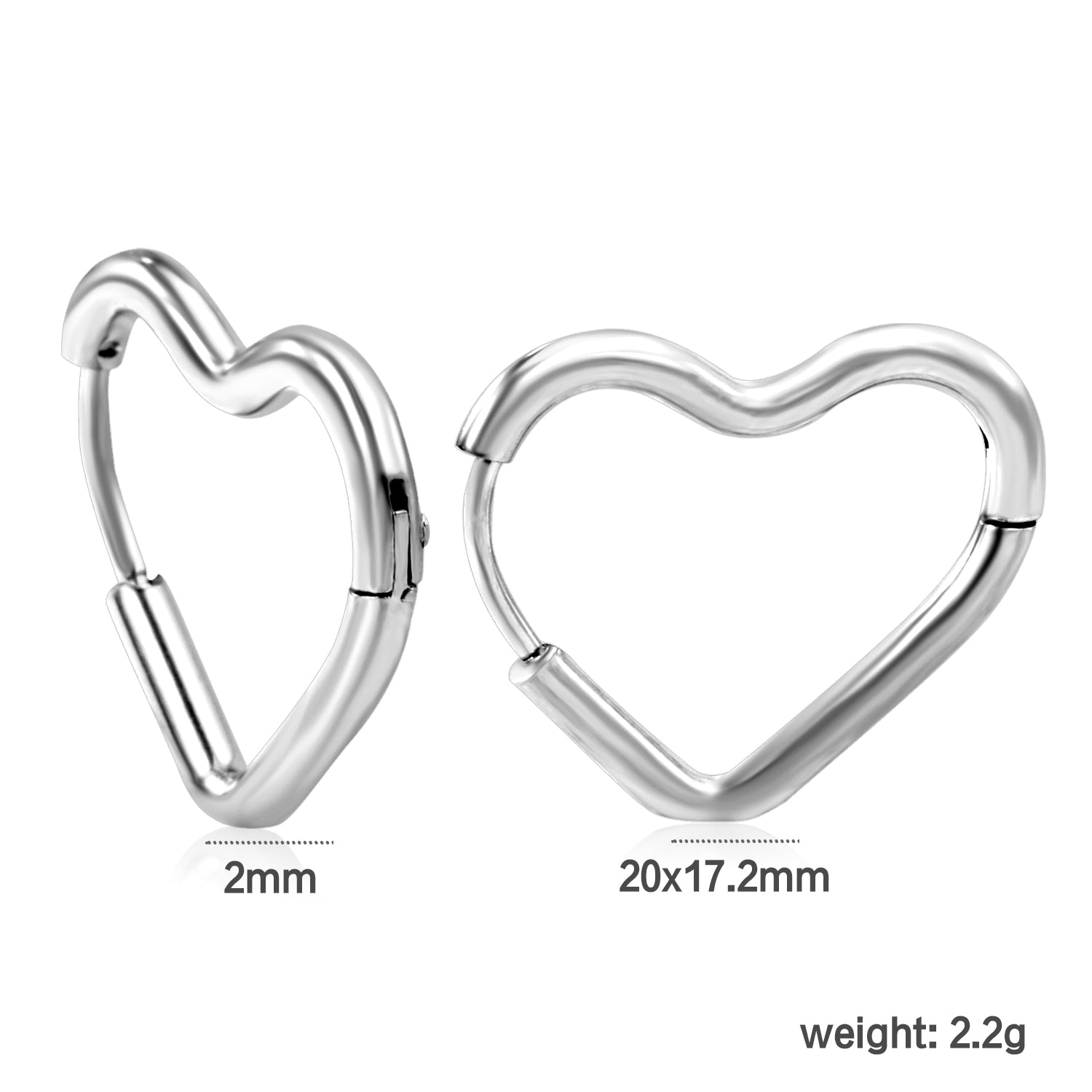 Heart-shaped loop ear wires 2*20*17.2mm steel color gold color asonjewelry