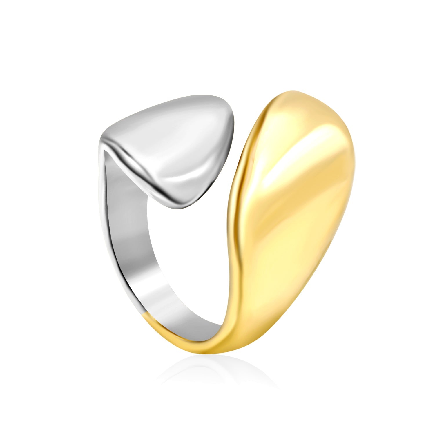 24mm Two - Tone Open Ring with Double Snake - Head Motif asonjewelry