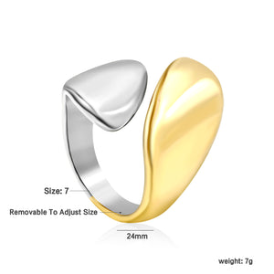 24mm Two - Tone Open Ring with Double Snake - Head Motif