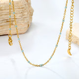 White/red/blue/mixed color dot drop glue necklace 0.4 cross chain 40+5cm+6mm round plate Gold color