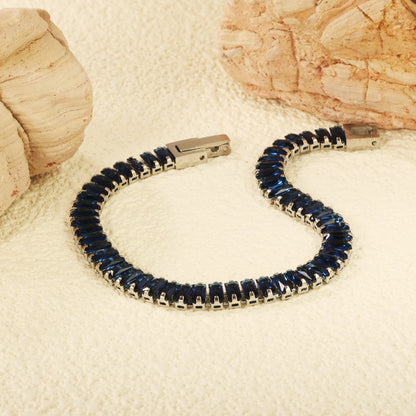 5.6*2.5mm rectangle white/black/purple/blue/pink diamonds clasp bracelet 18cm steel & gold color asonjewelry