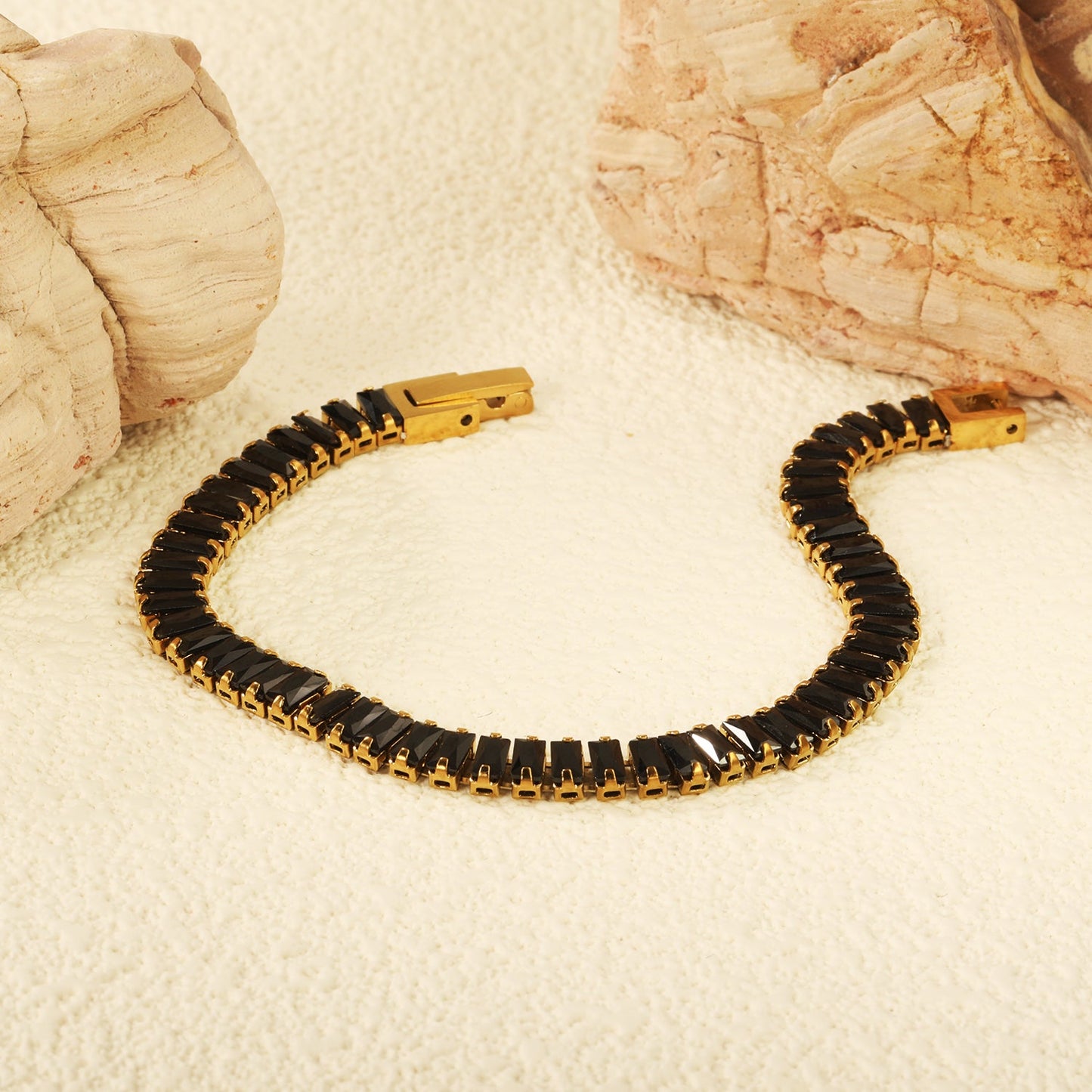 5.6*2.5mm rectangle white/black/purple/blue/pink diamonds clasp bracelet 18cm steel & gold color asonjewelry