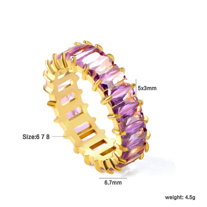 5*3mm rectangle purple/pink/mixed zirconia solitaire ring gold color asonjewelry