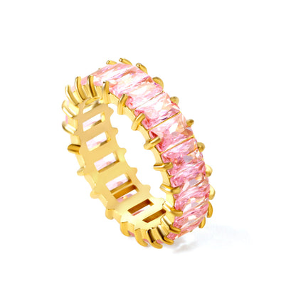 5*3mm rectangle purple/pink/mixed zirconia solitaire ring gold color asonjewelry