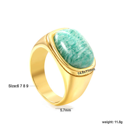14.6*11mm Chrysocolla Solitaire Steel/Golden asonjewelry