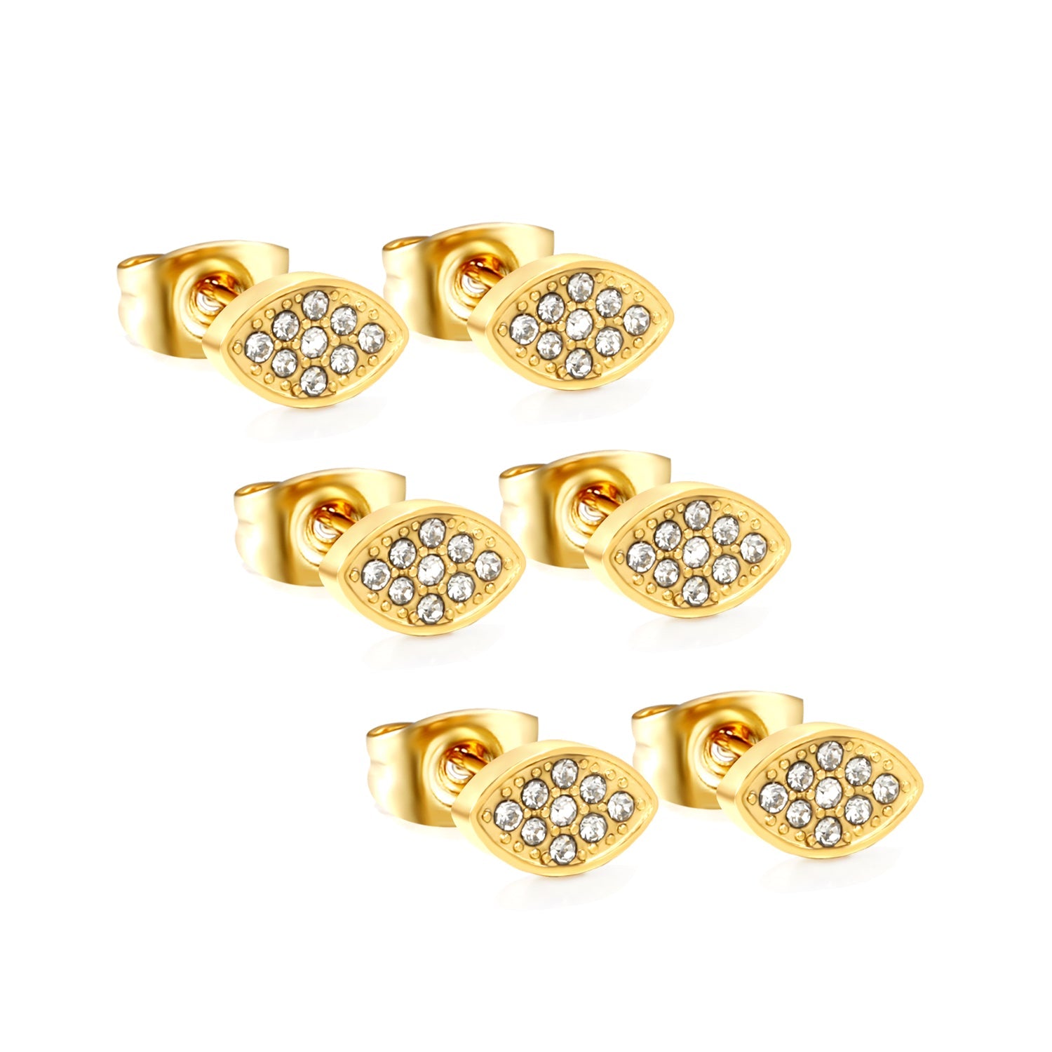 8.2*5mm leaf shaped earrings with white diamonds Gold color asonjewelry