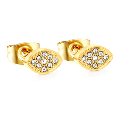 8.2*5mm leaf shaped earrings with white diamonds Gold color asonjewelry