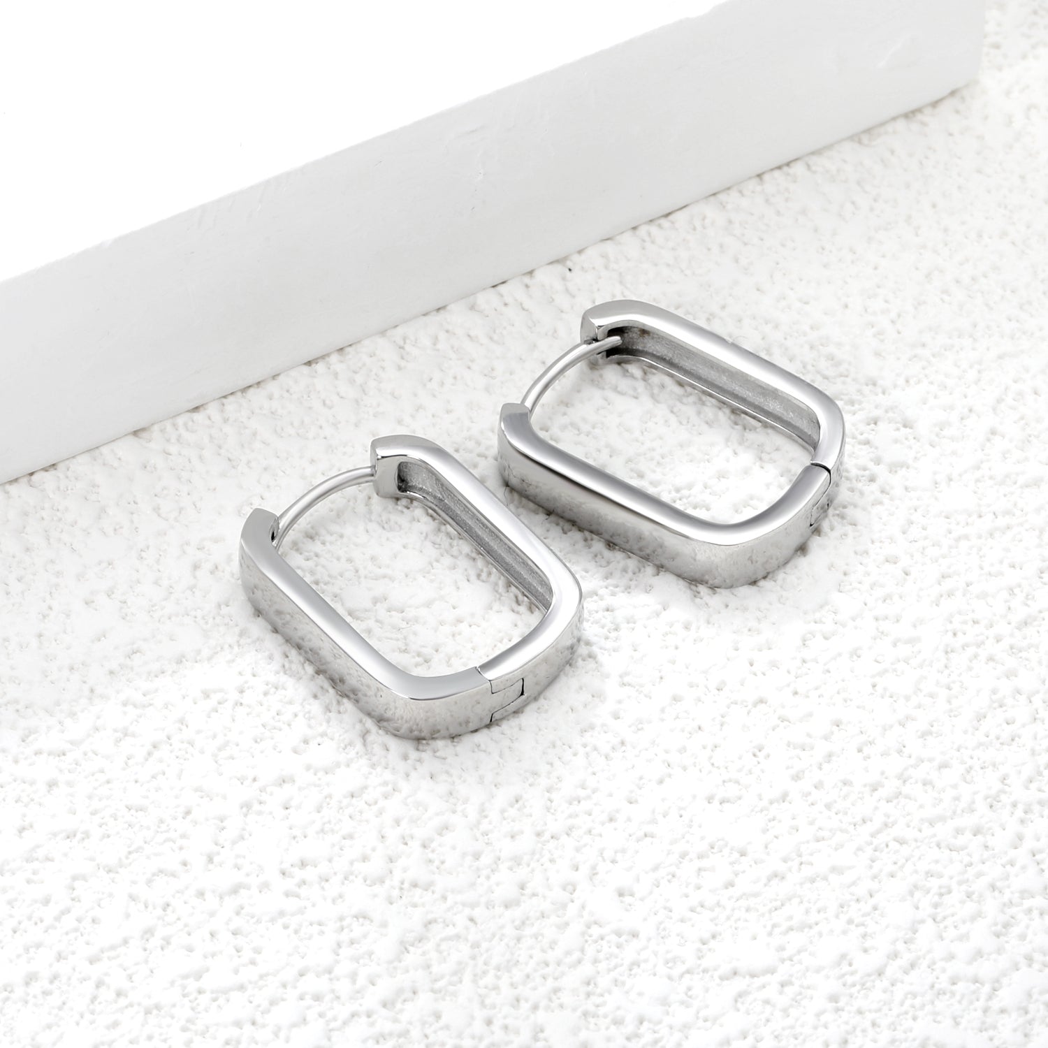 16.3*21.5mm rectangle earrings steel color asonjewelry