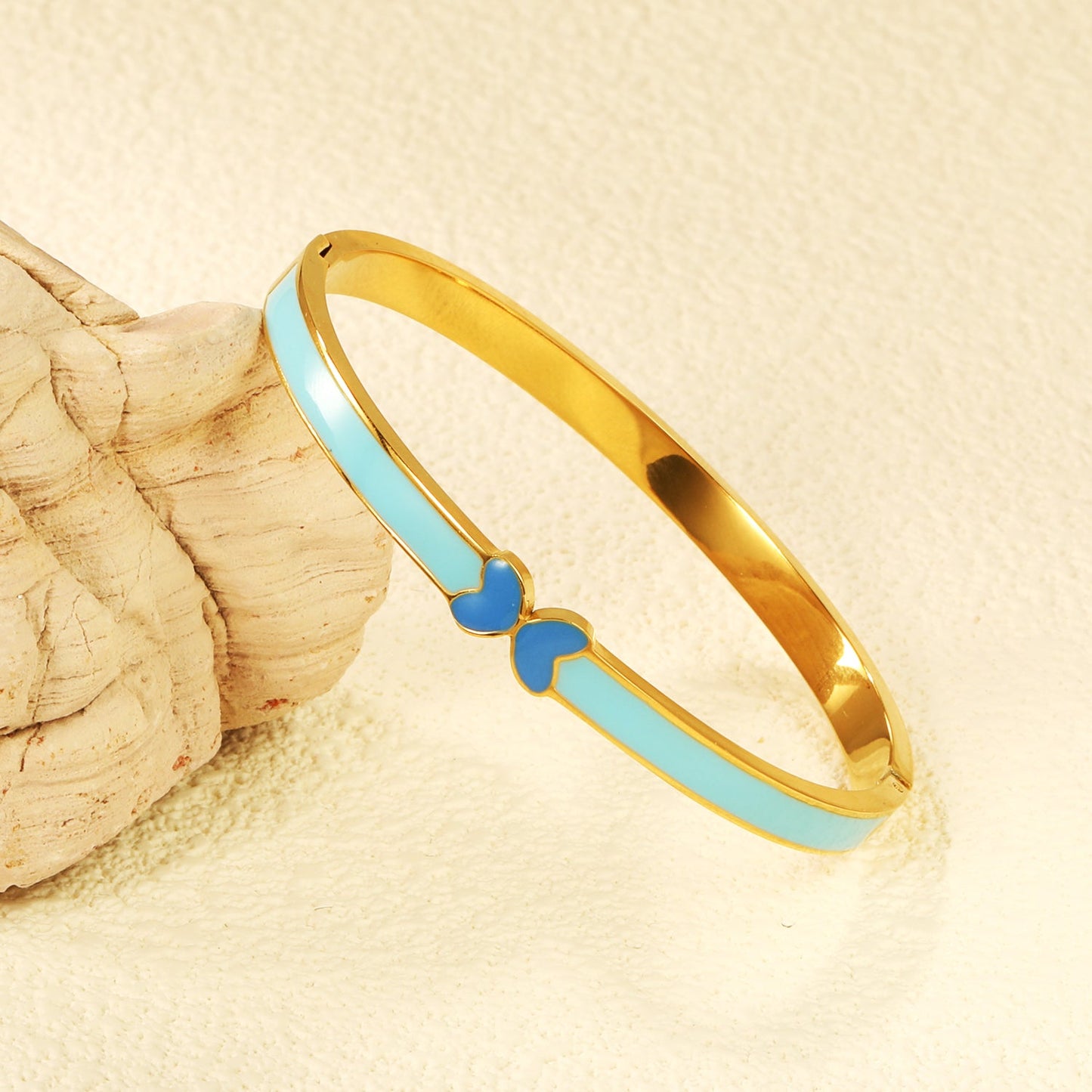 5mm Blue Drip Oil Snap Bracelet Thickness 2.5*Inner Diameter 57.6*49.6mm Gold Color asonjewelry