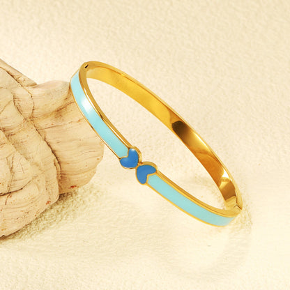 5mm Blue Drip Oil Snap Bracelet Thickness 2.5*Inner Diameter 57.6*49.6mm Gold Color asonjewelry