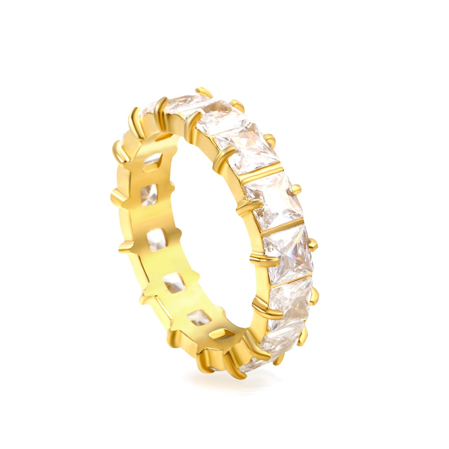 4mm square white/purple/red/pink zirconium solitaire ring gold color asonjewelry