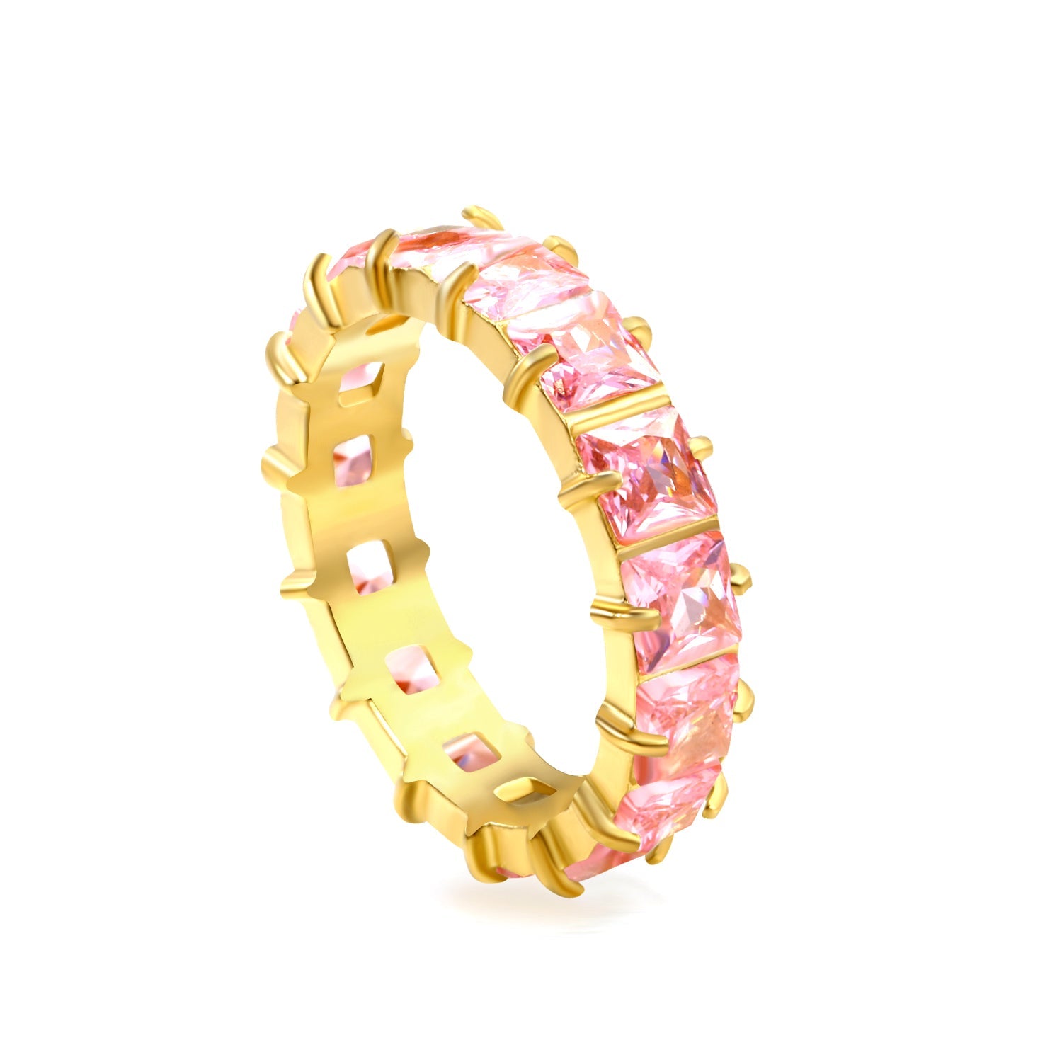 4mm square white/purple/red/pink zirconium solitaire ring gold color asonjewelry