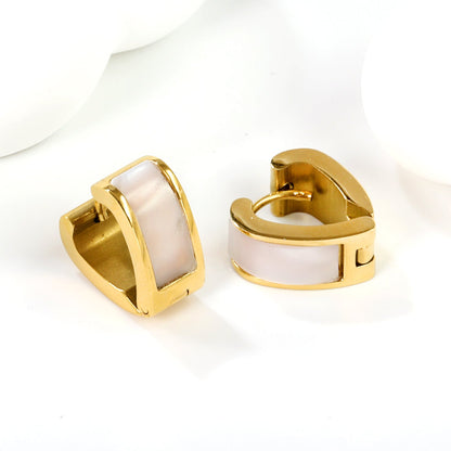 Heart shaped with white shell earrings 2.2*width 6.7*height 14mm steel color & gold color asonjewelry