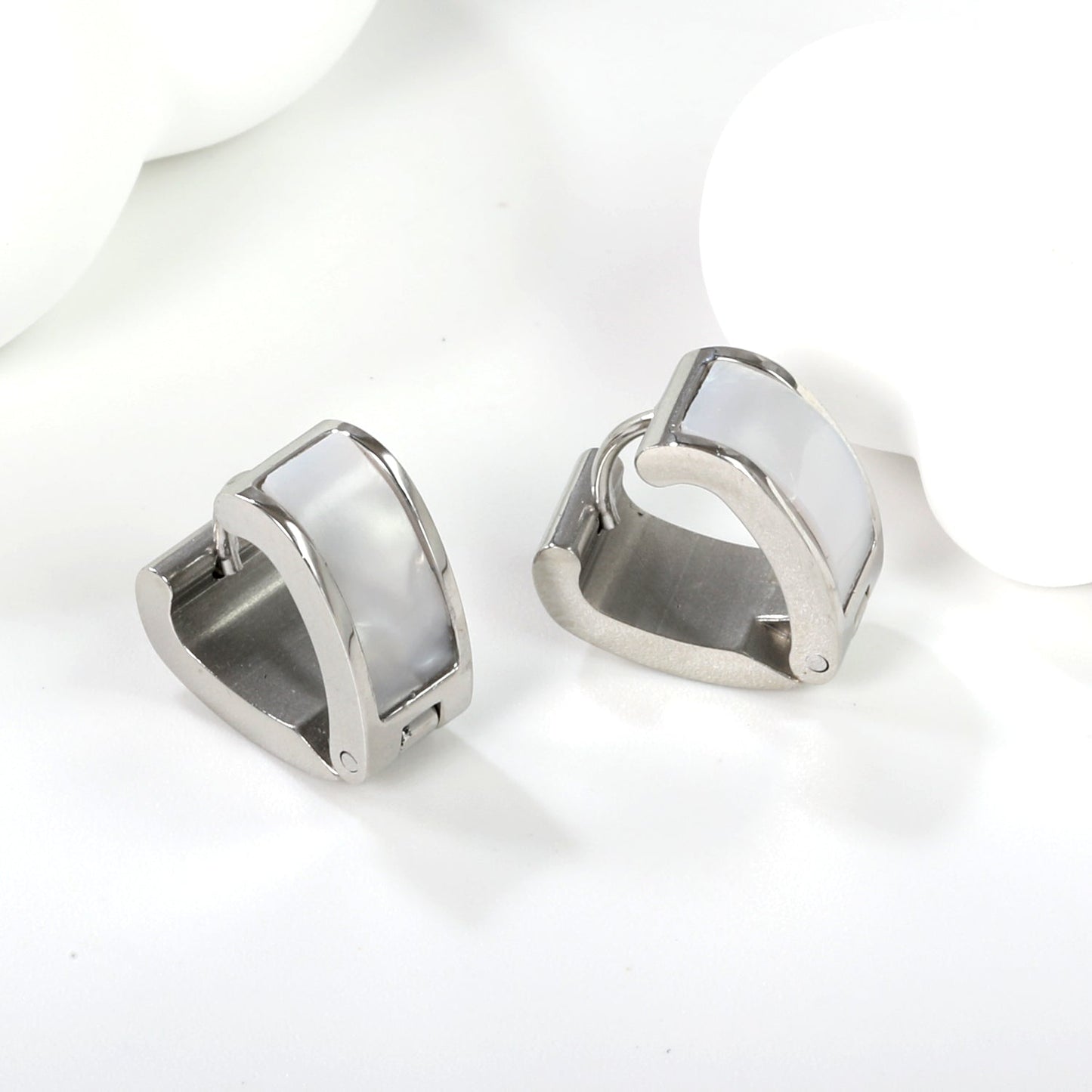 Heart shaped with white shell earrings 2.2*width 6.7*height 14mm steel color & gold color asonjewelry