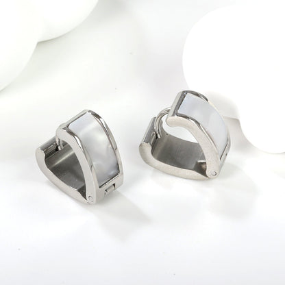 Heart shaped with white shell earrings 2.2*width 6.7*height 14mm steel color & gold color asonjewelry