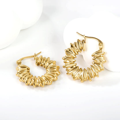 Circle earrings with pattern earrings 3.6*7.4*23.3mm gold color asonjewelry