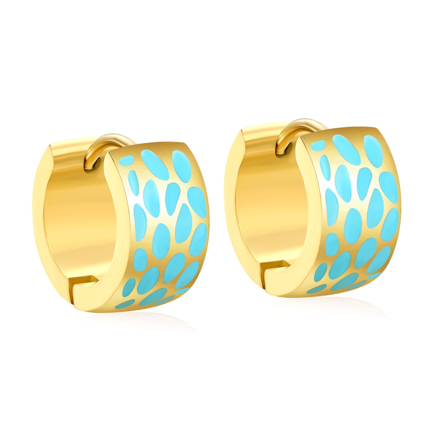 Thick 2.4*Width 7*Indoor Diameter 9mm Spherical Ear Buttons Leopard Print Black/Pink/Blue Oil Drip Gold Color asonjewelry