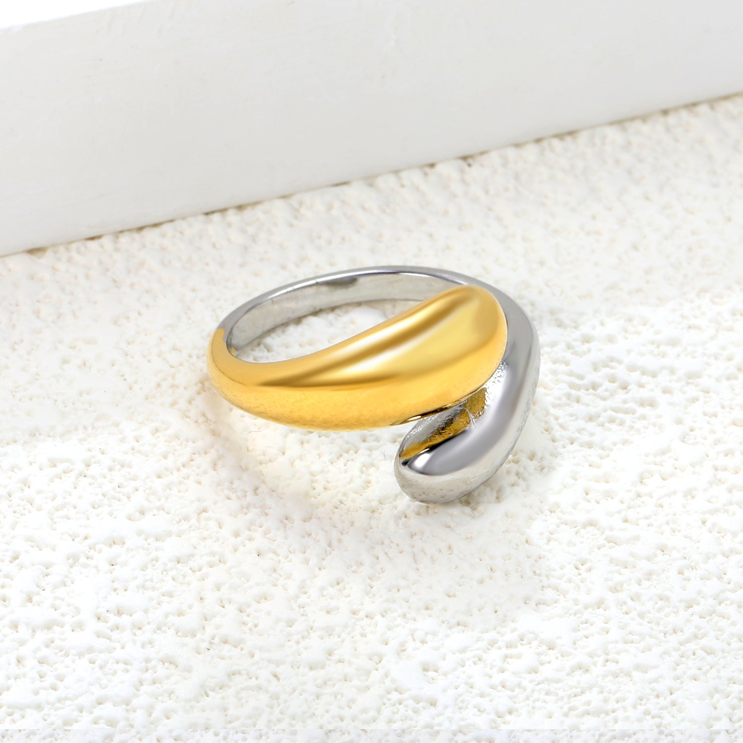 18K Gold Plated Stainless Steel S-Shaped Open Ring - Stylish Modern Statement Jewelry asonjewelry