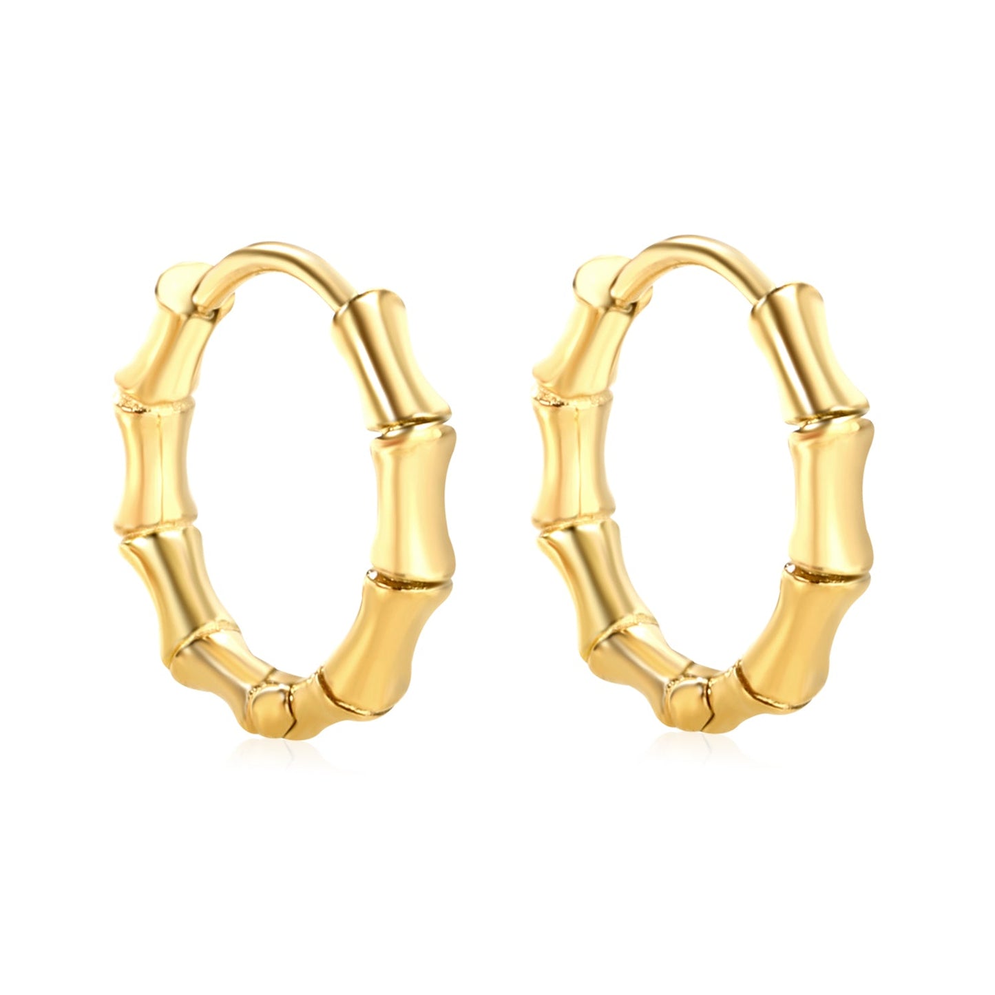 14*13.4mm glossy bamboo earrings gold color asonjewelry