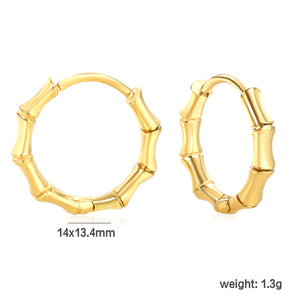 14*13.4mm glossy bamboo earrings gold color