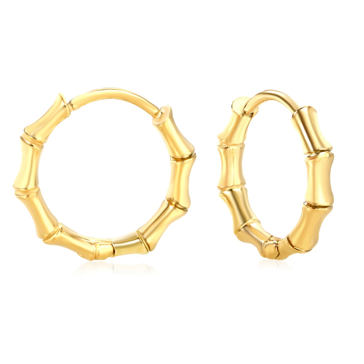 14*13.4mm glossy bamboo earrings gold color asonjewelry