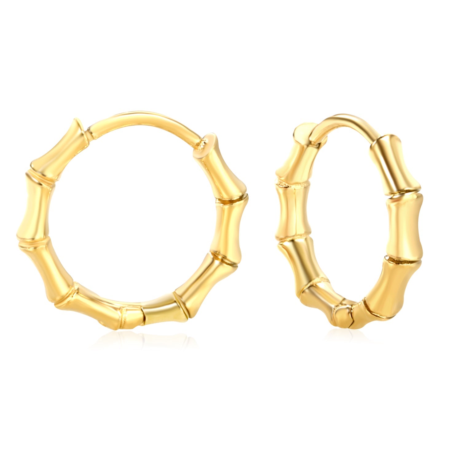 14*13.4mm glossy bamboo earrings gold color asonjewelry
