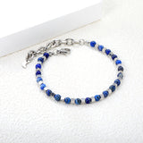 4.5mm mixed color round beads + 2.9mm square steel post 18.5+5cm end chain + 4.6*7.4 crescent moon tail plate bracelet steel color