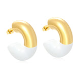 10.3*31.2mm C-shaped earrings with white/black/red oil drops Gold color