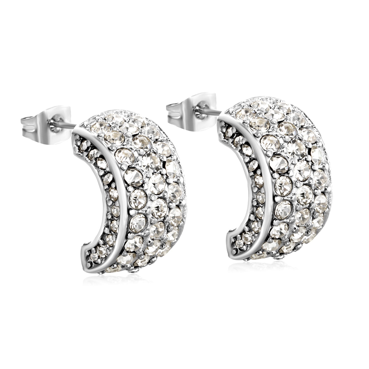 10.2*18.4mm C-shaped with white/emerald diamonds earrings steel color/golden color asonjewelry