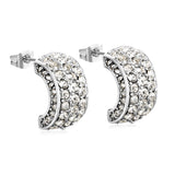 10.2*18.4mm C-shaped with white/emerald diamonds earrings steel color/golden color