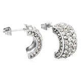 10.2*18.4mm C-shaped with white/emerald diamonds earrings steel color/golden color
