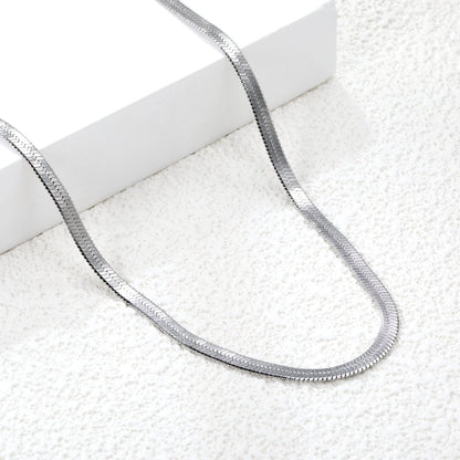 3.2mm width*42+5cm end chain+4.6*7.4mm crescent tail plate necklace steel color asonjewelry